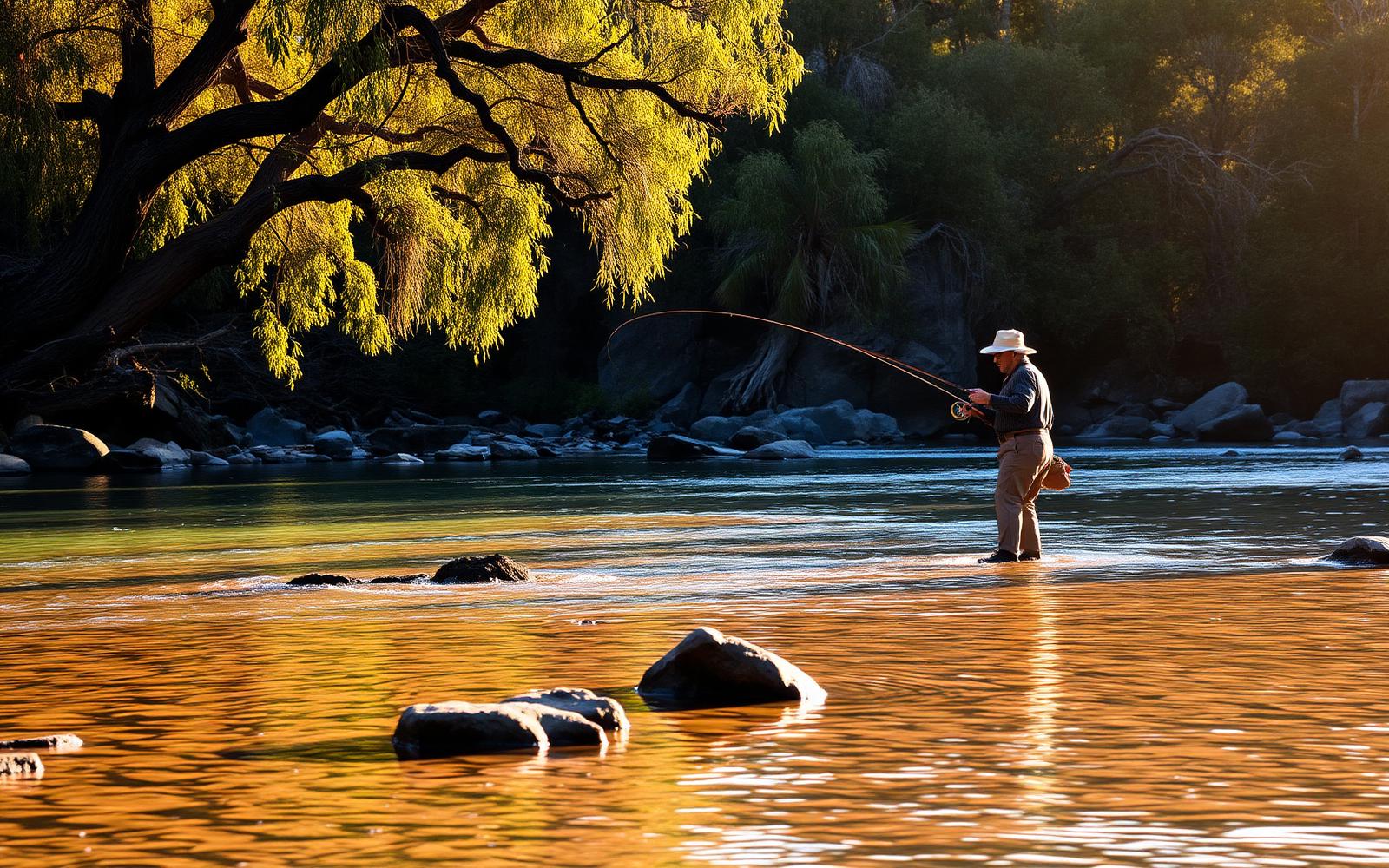 Angler fishing the Delatite River near Merrigums